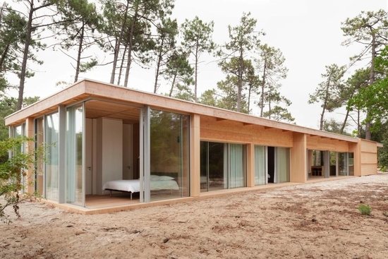baie vitrée villa contemporaine en bois